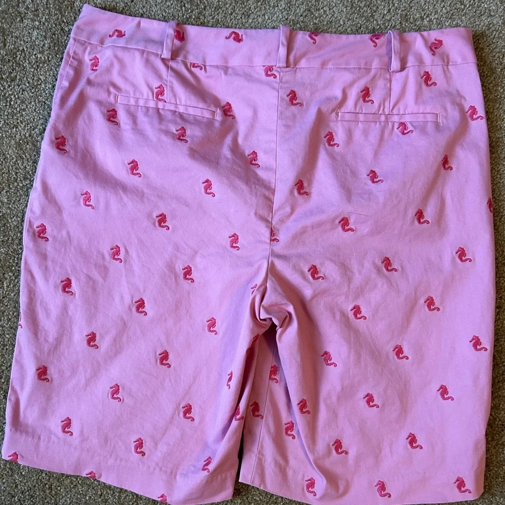 Talbots Pink Seahorse Embroidered Women's Chino Bermuda Cotton Shorts - Picture 2 of 4